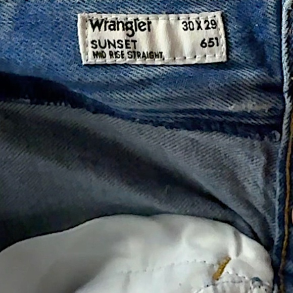 Wrangler Sunset Mid Rise Straight Jeans 30x29 Free People Light Wash Denim VGUC - Picture 3 of 6